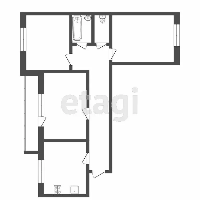 3-комнатная квартира: Тюмень, улица Самарцева, 34А (60 м) - Фото 0