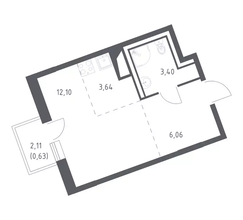 Квартира-студия: деревня Лаголово, жилой комплекс Квартал Лаголово, 2 ... - Фото 1