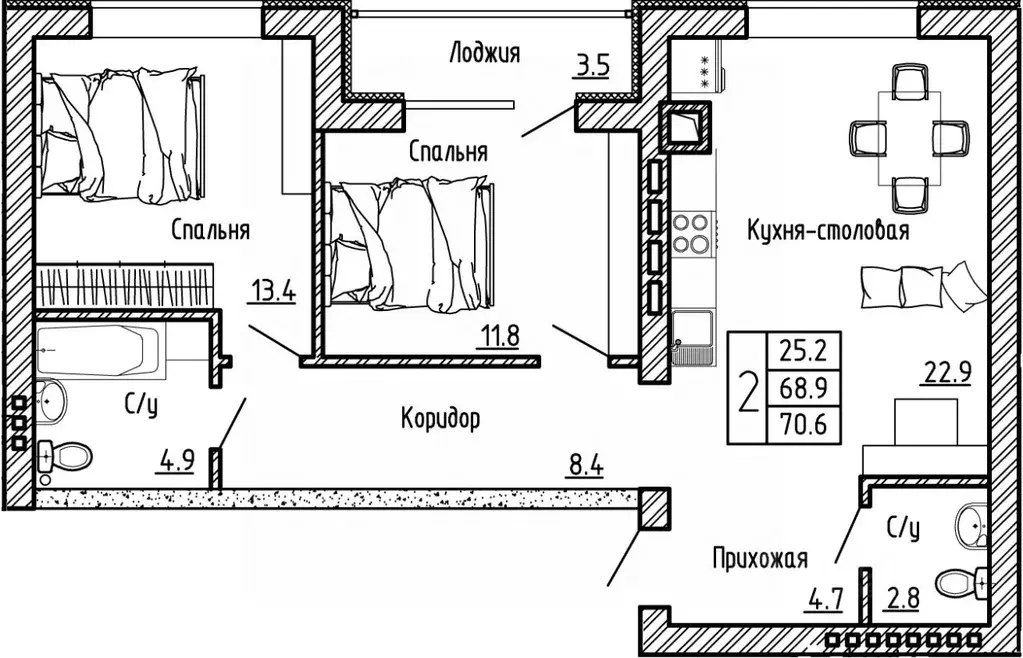 2-к кв. Воронежская область, Рамонский район, с. Ямное ул. Генерала ... - Фото 0