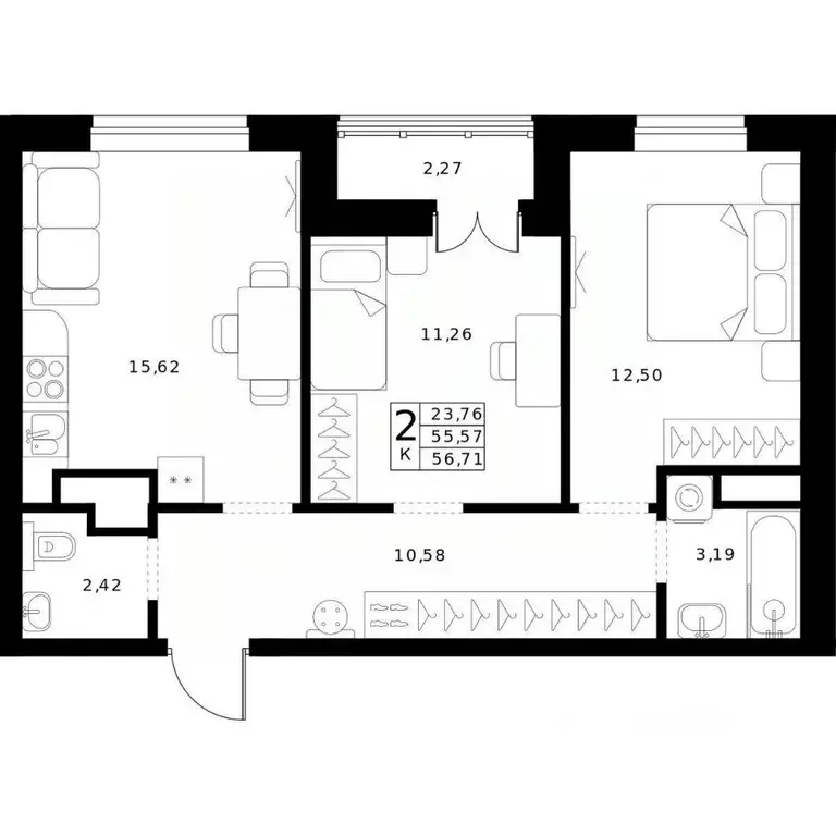 2-к кв. Нижегородская область, Нижний Новгород Ленгородок мкр, Мед ... - Фото 1