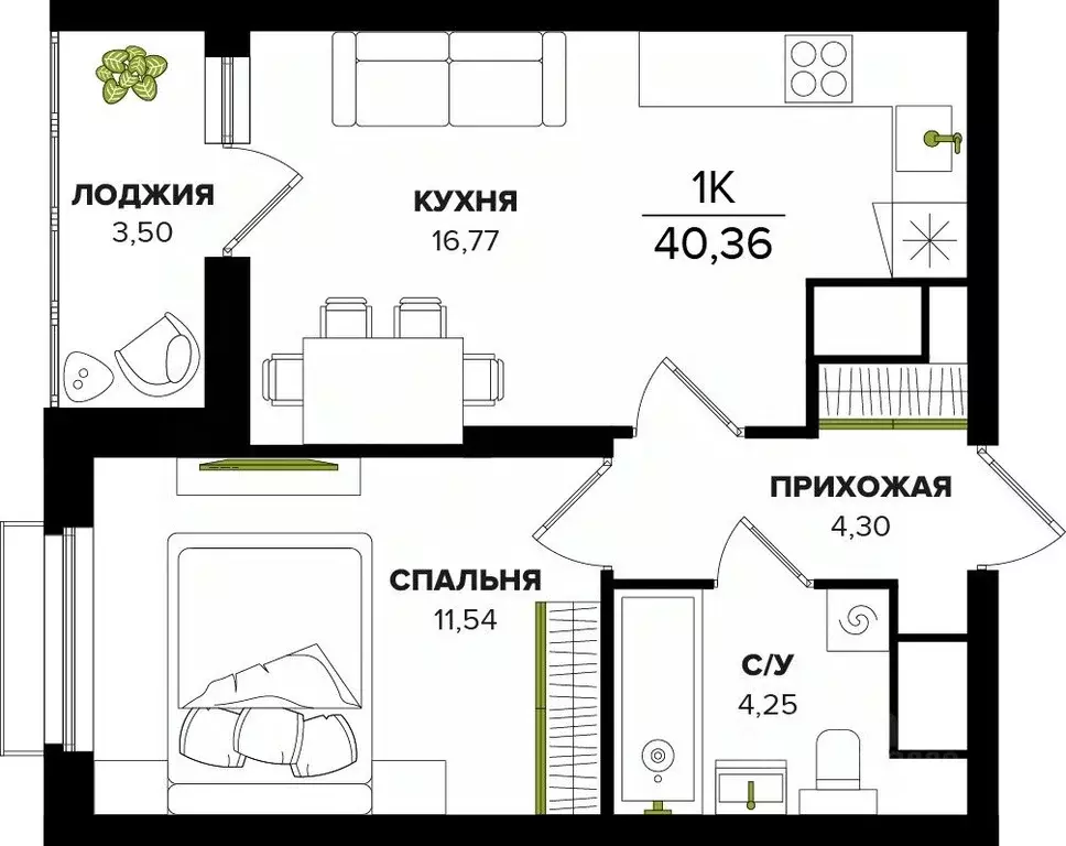 1-к кв. Тульская область, Тула ул. Академика Насоновой (40.36 м) - Фото 1