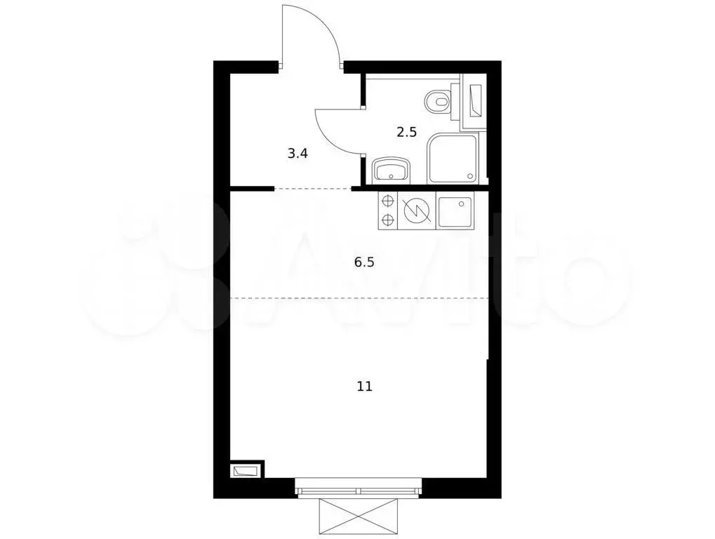 Квартира-студия, 23,4 м, 30/30 эт. - Фото 0