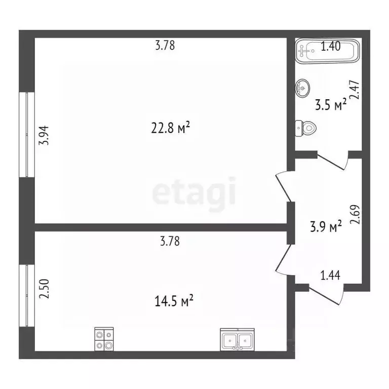 1-к кв. Ямало-Ненецкий АО, Новый Уренгой ул. Газовиков, 2Д (44.8 м) - Фото 2