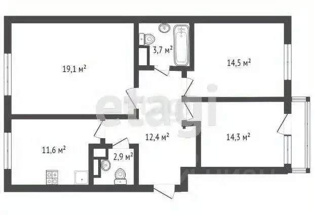 3-к кв. Тульская область, Новомосковск ул. Космонавтов, 11 (80.0 м) - Фото 0