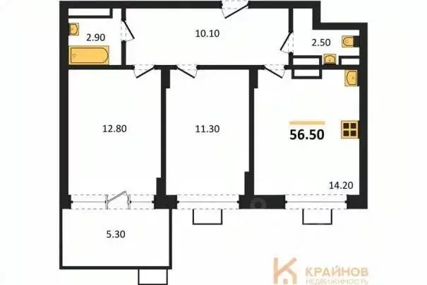 2-к кв. Воронежская область, Воронеж ул. Остужева, 52/5 (56.5 м) - Фото 0