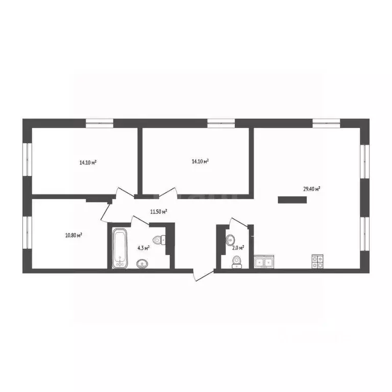 3-к кв. Тюменская область, Тюмень Новгородская ул., 14 (86.4 м) - Фото 1