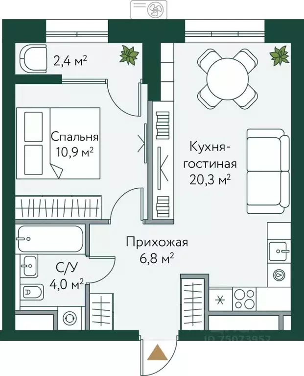 1-к кв. Волгоградская область, Волгоград Новосибирская ул., 74с1 (44.4 ... - Фото 1