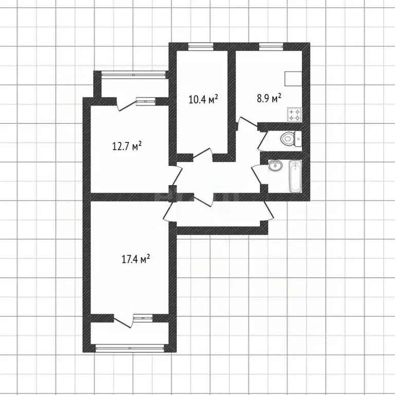 3-к кв. Белгородская область, Белгород ул. Конева, 21 (73.3 м) - Фото 2
