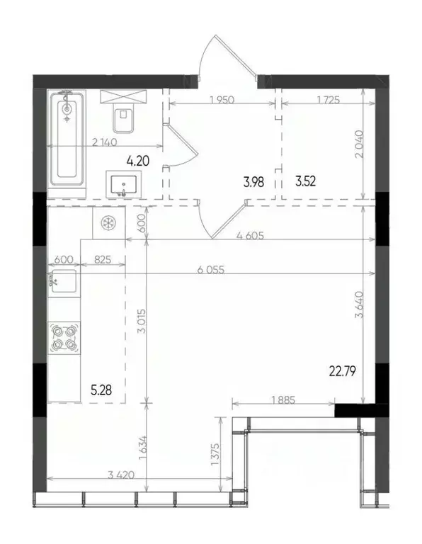 Студия Татарстан, Казань Минтимер жилой комплекс (39.77 м) - Фото 1