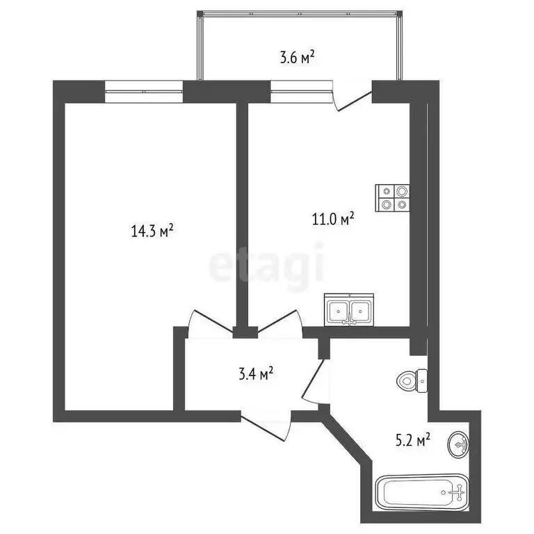 1-комнатная квартира: Вологда, Новгородская улица, 36 (34.5 м) - Фото 1