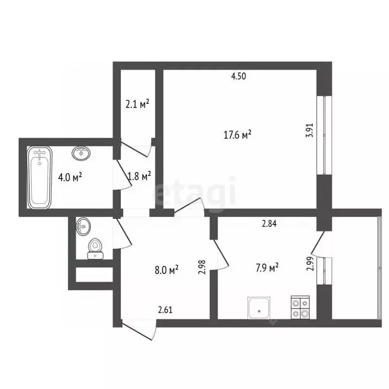 1-к кв. Ямало-Ненецкий АО, Новый Уренгой Оптимистов мкр, 2к1 (44.5 м) - Фото 2