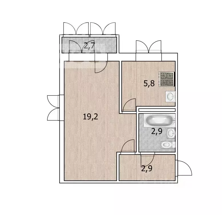 1-к кв. Башкортостан, Уфа Кремлевская ул., 53/1 (30.8 м) - Фото 1