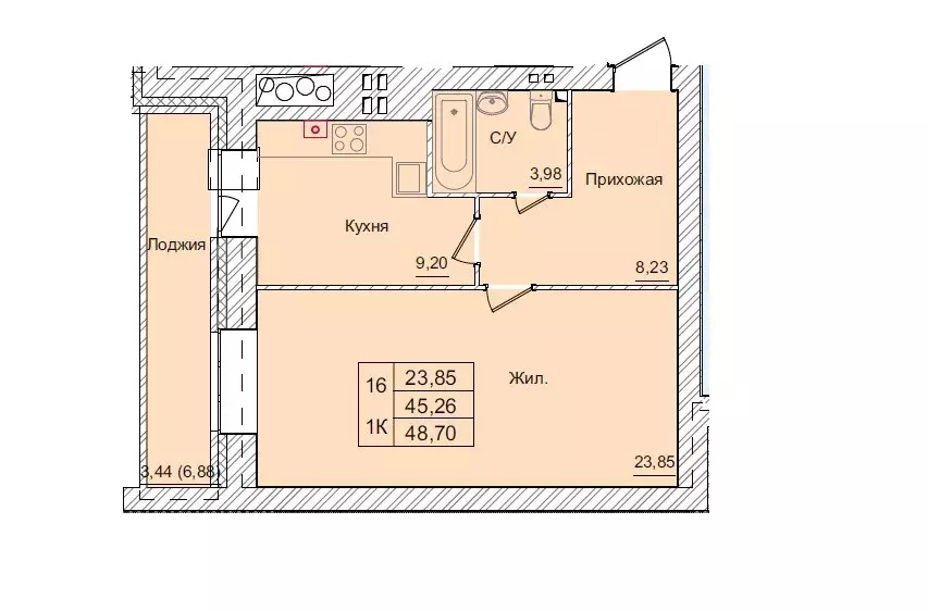 Продаётся 1-к квартира, 48.7 м - Фото 0