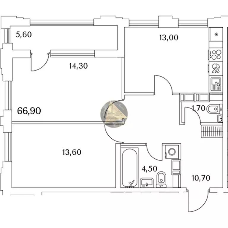 2-к кв. Санкт-Петербург Планерная ул., 99 (66.9 м) - Фото 2