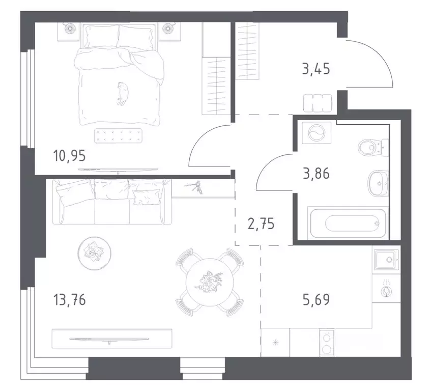 1-к кв. Московская область, Ленинский городской округ, Мисайлово пгт, ... - Фото 1