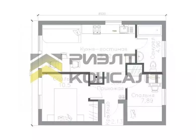 Дом в село Ребровка, коттеджный посёлок Новая Ребровка (60 м) - Фото 1