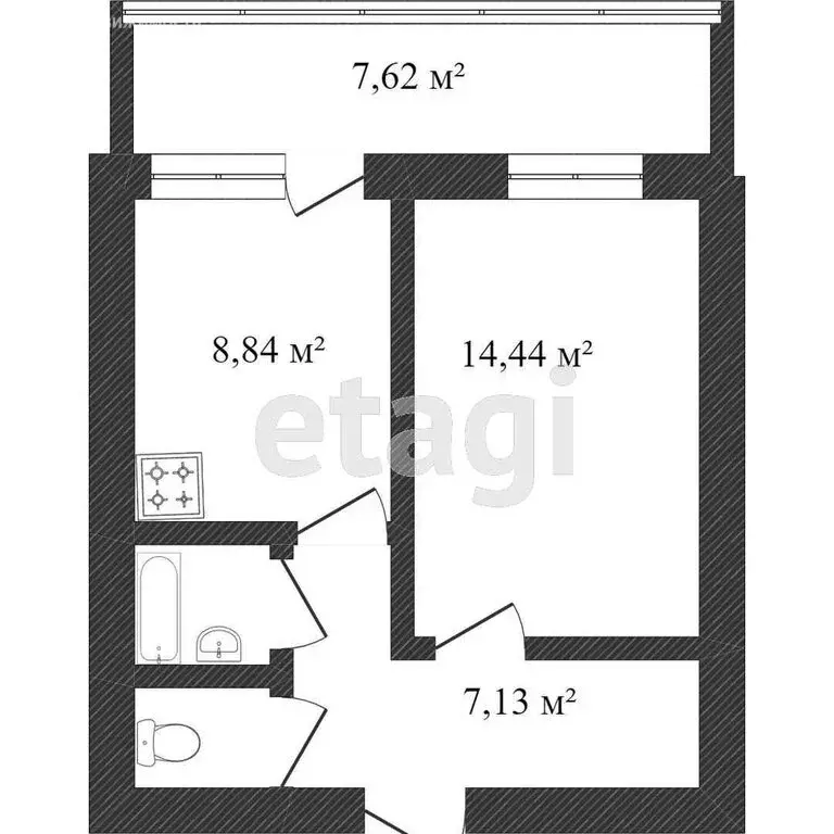 1-комнатная квартира: Белгород, улица Есенина, 8 (38.4 м) - Фото 1
