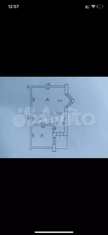 1-к. квартира, 34,8 м, 1/1 эт. - Фото 0