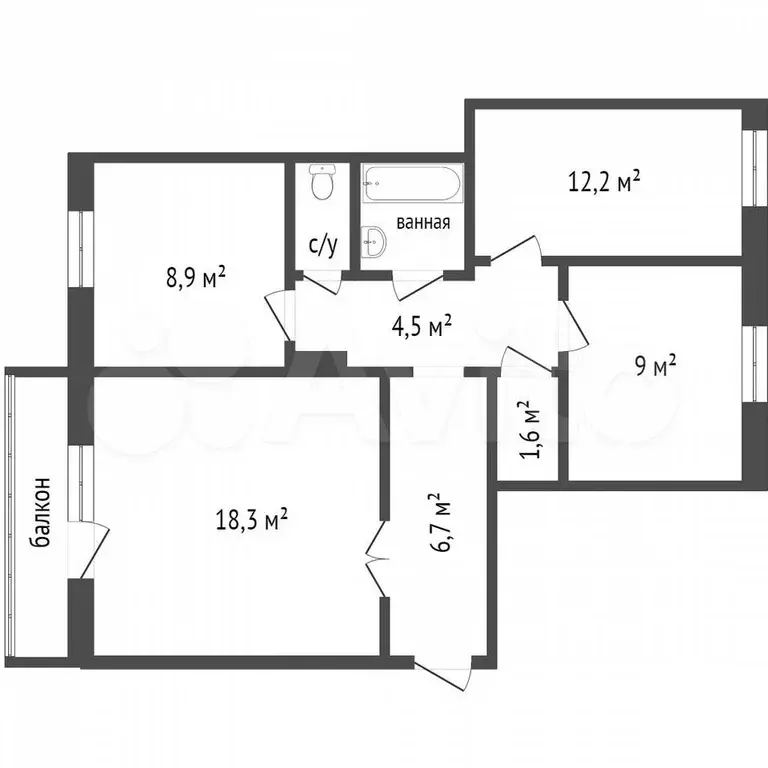 3-к. квартира, 65 м, 4/5 эт. - Фото 0