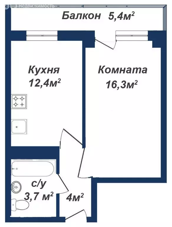 1-комнатная квартира: Красноярск, улица Шевченко, 1А (35.6 м) - Фото 0
