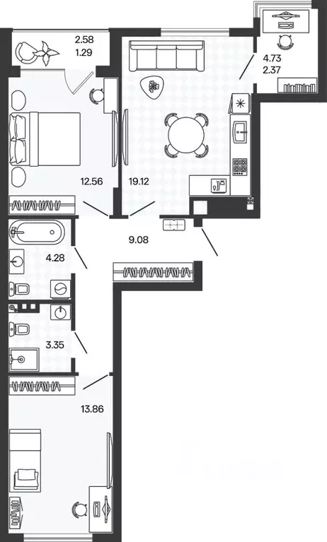 2-к кв. Калининградская область, Гурьевский муниципальный округ, пос. ... - Фото 1
