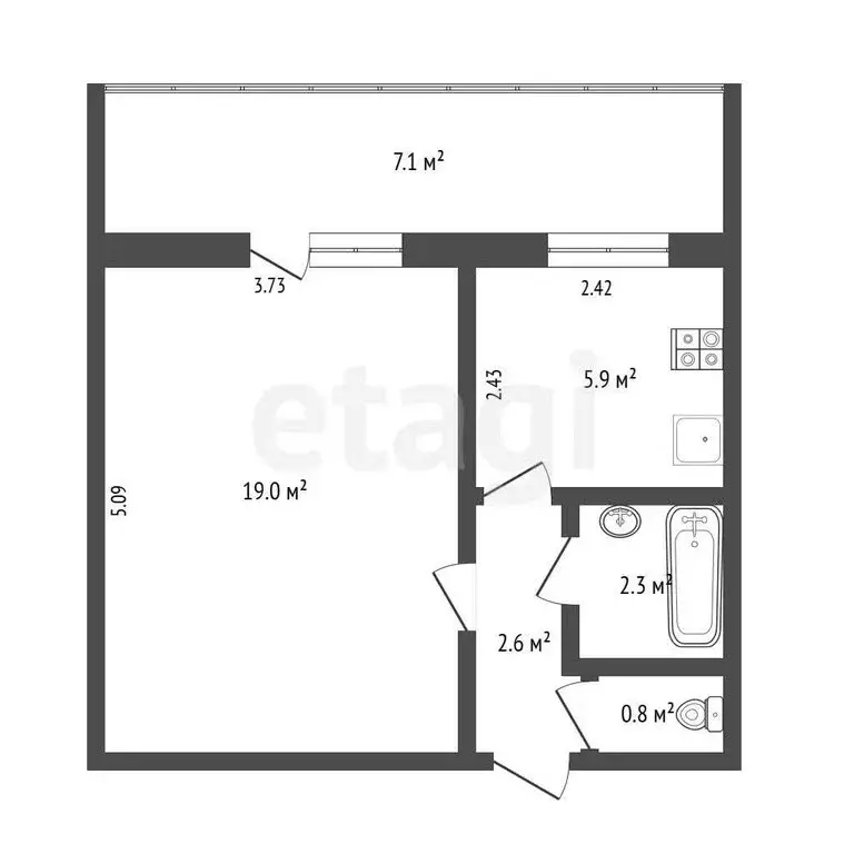 1-комнатная квартира: Тюмень, Олимпийская улица, 32 (36 м) - Фото 1