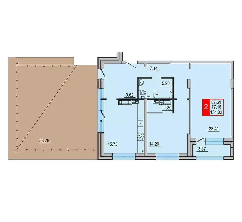 2-комнатная квартира: Тверь, Заволжский район (134.32 м) - Фото 1