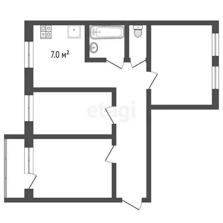 3-комнатная квартира: Чернушка, Новосельская улица, 10 (70 м) - Фото 1