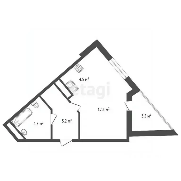 Студия Пермский край, Пермь Бершетский пер., 3 (26.5 м) - Фото 2