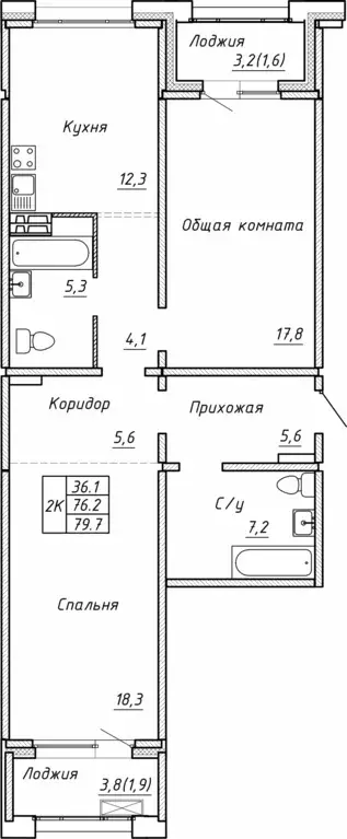Продаётся 2-к квартира, 79.9 м - Фото 0