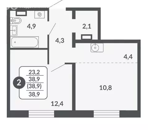 2-комнатная квартира: Киров, Московская улица, 209 (38.9 м) - Фото 0