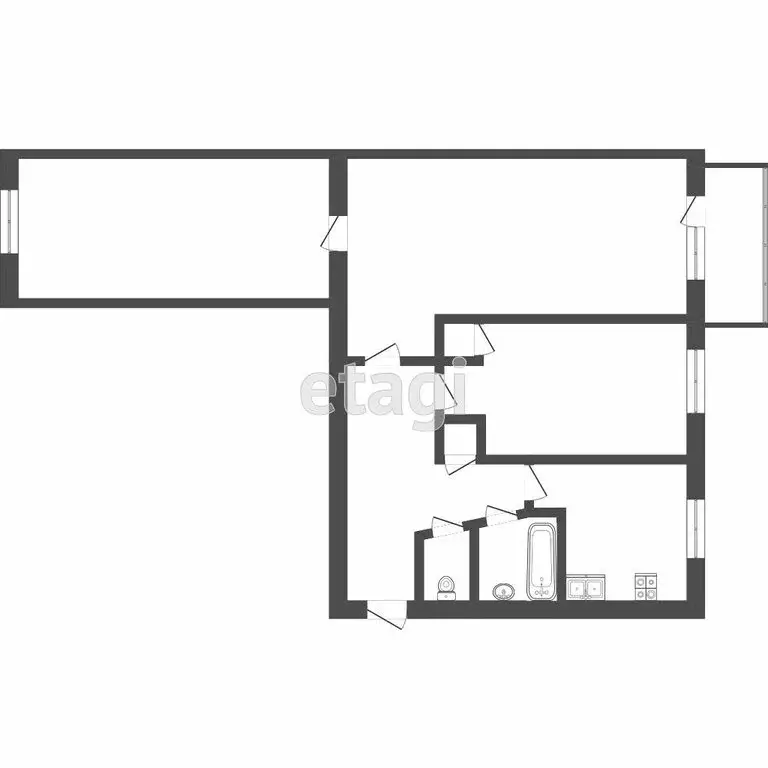 3-комнатная квартира: Тюмень, Волгоградская улица, 113 (59 м) - Фото 0
