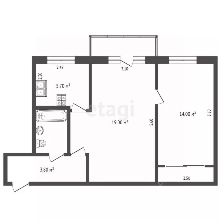 2-к кв. Псковская область, Псков Народная ул., 10 (45.0 м) - Фото 1