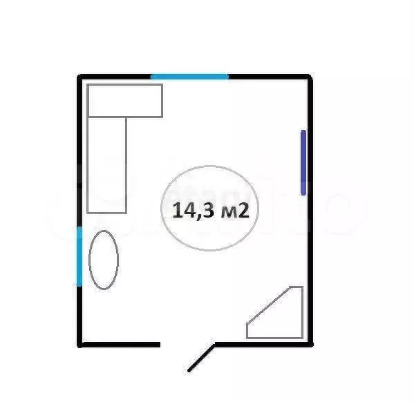 Квартира-студия, 14,3 м, 2/3 эт. - Фото 1