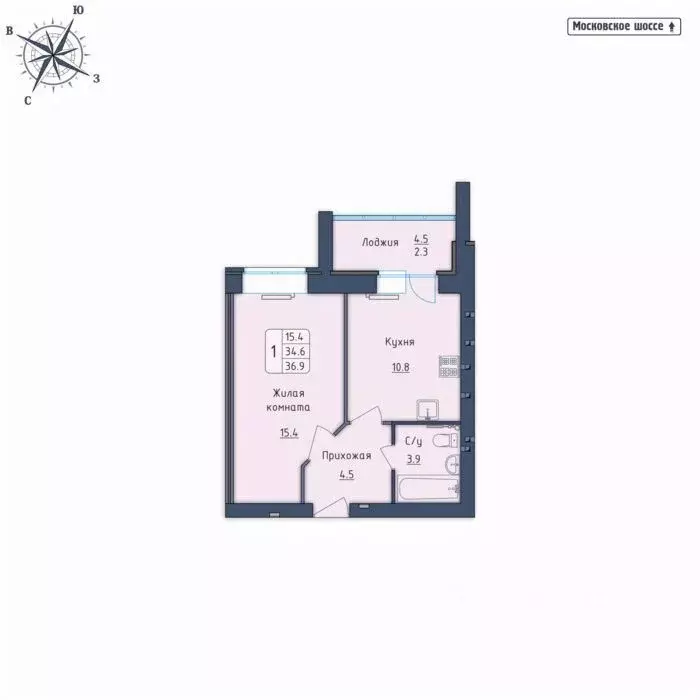 1-к кв. Орловская область, Орел Московское ш., 7Б (36.9 м) - Фото 0