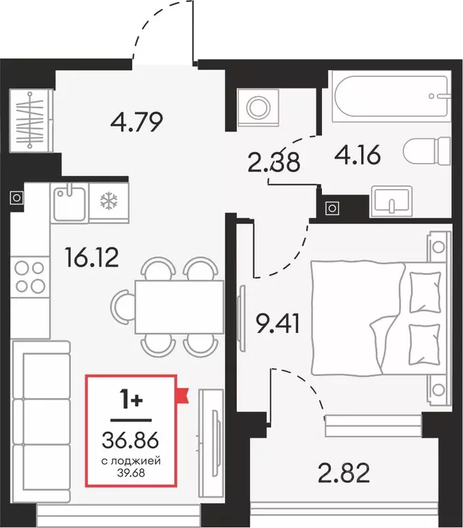 1-к кв. Ханты-Мансийский АО, Сургут 37-й мкр,  (36.86 м) - Фото 1