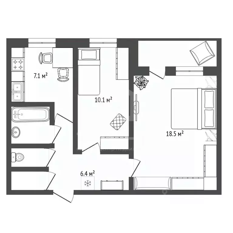 2-к кв. Санкт-Петербург просп. Энгельса, 121К1 (46.0 м) - Фото 2