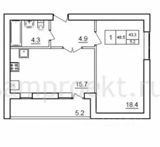 1-к кв. Самарская область, Самара Демократическая ул., 148 (48.5 м) - Фото 0