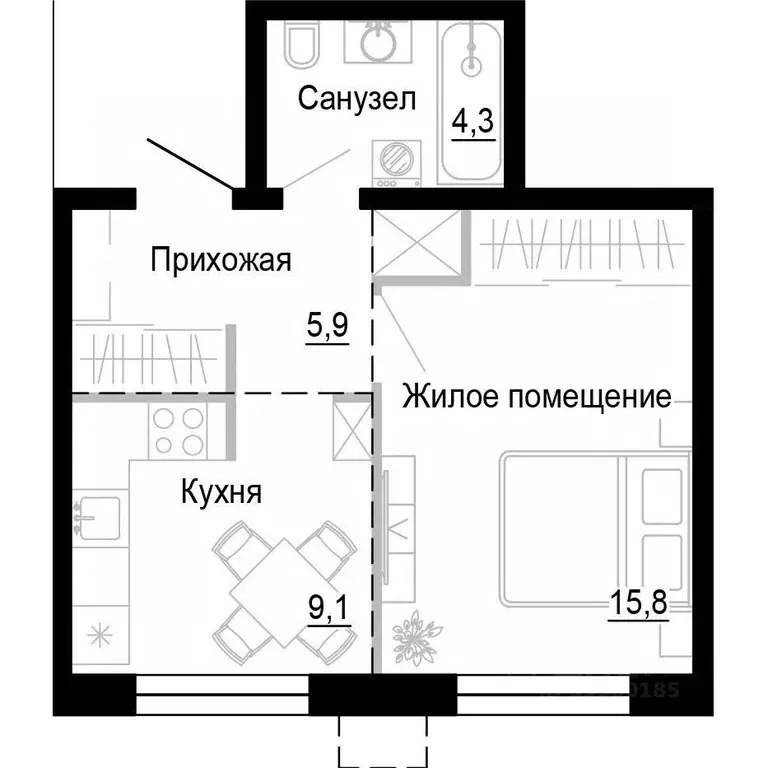 1-к кв. Приморский край, Владивосток ул. Бринера (35.1 м) - Фото 1
