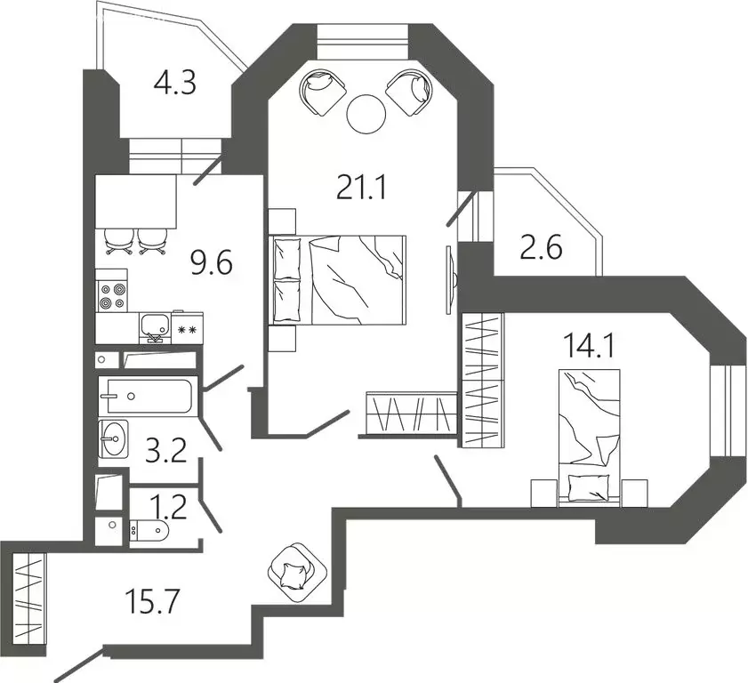 2-комнатная квартира: Подольск, микрорайон Климовск, Советская улица, ... - Фото 1