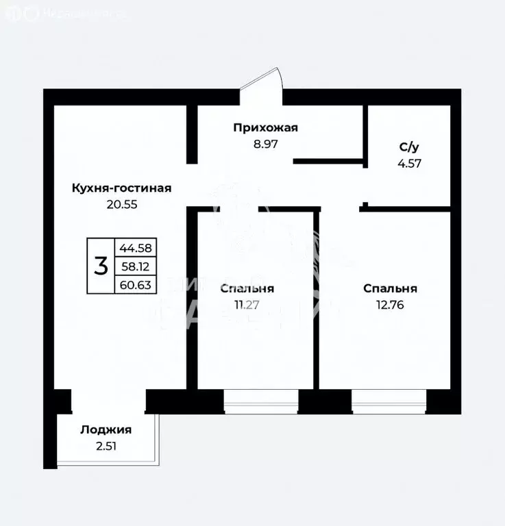 2-комнатная квартира: Пригородный, ЖК Соседи (60.63 м) - Фото 2