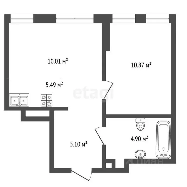 2-к кв. Тюменская область, Тюмень ул. Новоселов, 96 (36.37 м) - Фото 1