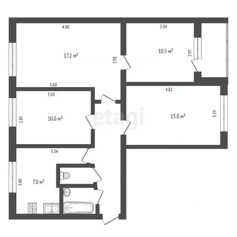 4-к кв. Калужская область, Калуга ул. Ленина, 13 (69.3 м) - Фото 2