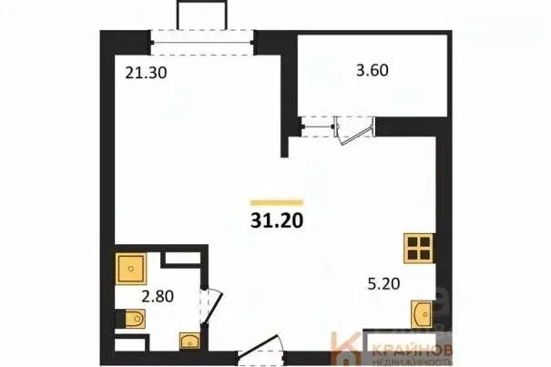 Студия Воронежская область, Воронеж ул. Остужева, 52/5 (31.2 м) - Фото 0