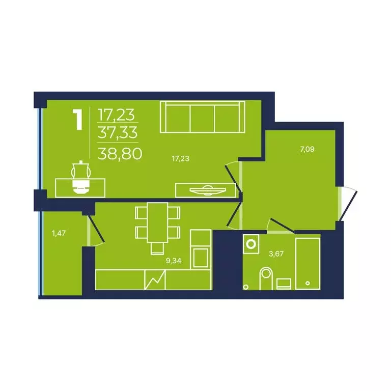 1-комнатная квартира: Уфа, проспект Дружбы Народов, 49 (38.8 м) - Фото 1