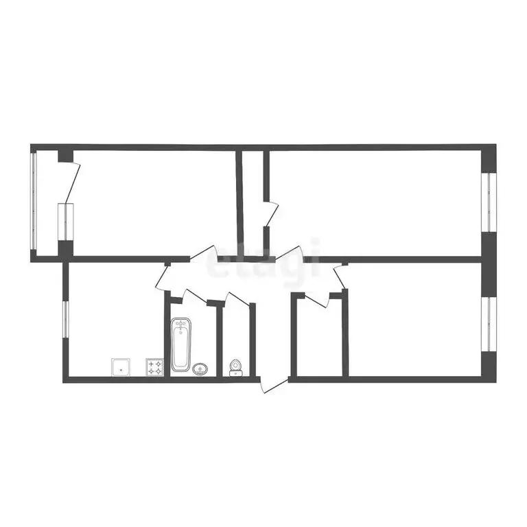 3-комнатная квартира: Курган, улица Дзержинского, 6А (63 м) - Фото 1