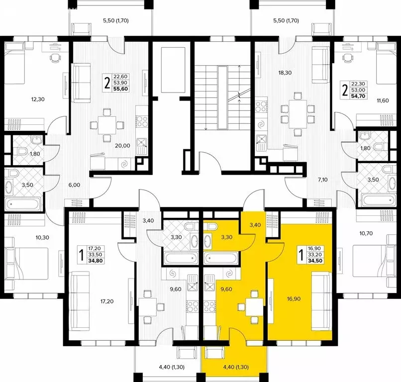 1-комнатная квартира: Сукко, жилой комплекс Кипарис (34.5 м) - Фото 2