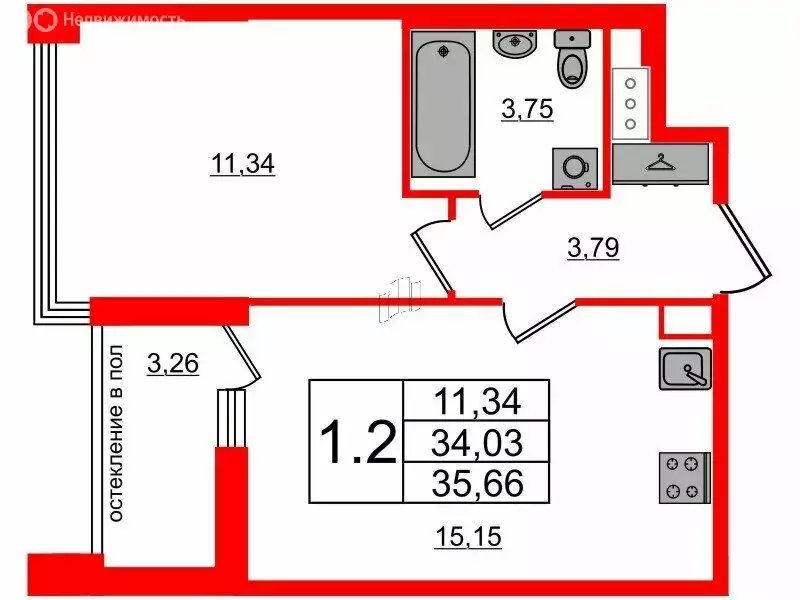 1-комнатная квартира: Санкт-Петербург, Кубинская улица, 78Е (34.03 м) - Фото 0