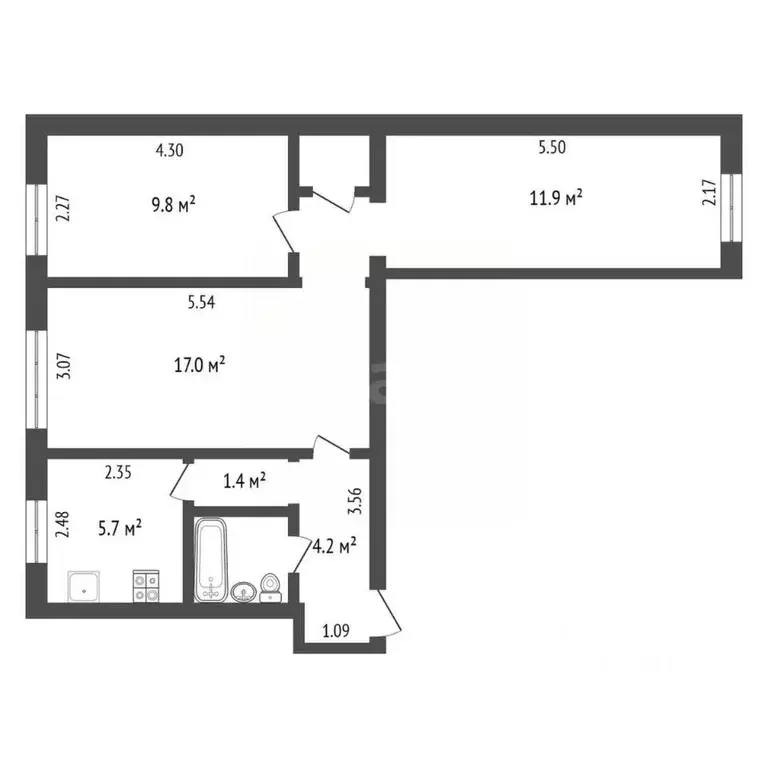 3-к кв. Саратовская область, Балашов ул. Ленина, 136 (55.2 м) - Фото 2