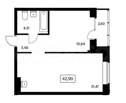 2-к. квартира, 42,6 м, 16/25 эт. - Фото 0